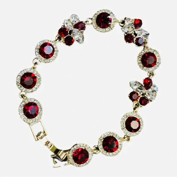 Givenchy Red Crystal Bracelet NWOT 7 1/2” Make A Set w My Other Items - Picture 1 of 2